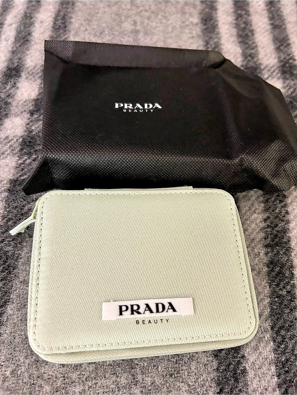 Prada Beauty Mint Green Zip Makeup Case